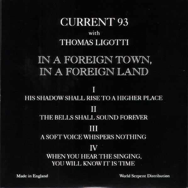 Current 93 With Thomas Ligotti : In A Foreign Town, In A Foreign Land (CD, Album, Ltd, Wit)