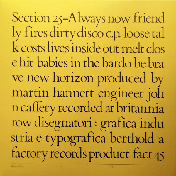 Section 25 : Always Now (LP, Album, RE + LP, Comp, RE, Cle + LP, Album, Yel)