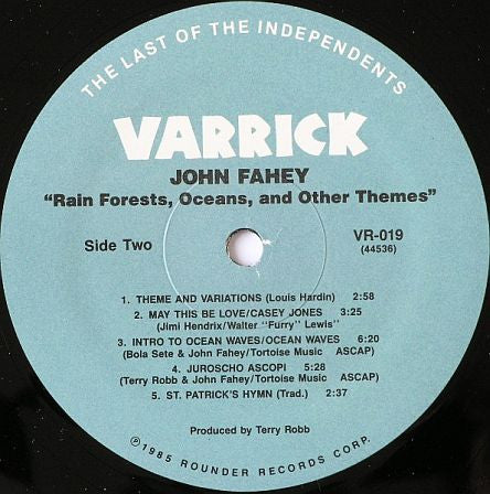 John Fahey : Rain Forests, Oceans, And Other Themes (LP, Album)