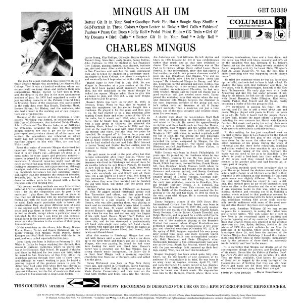 Charles Mingus : Mingus Ah Um (LP, Album, RE + LP, Comp + RSD, Dlx, Ltd, RM)