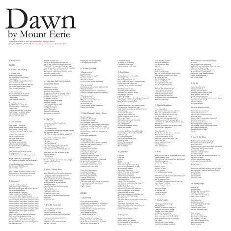 Mount Eerie : Dawn (LP, Album, RP, Whi)