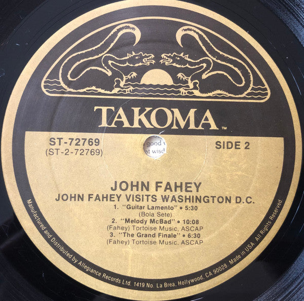 John Fahey : Visits Washington, D.C. (LP, Album, RE)