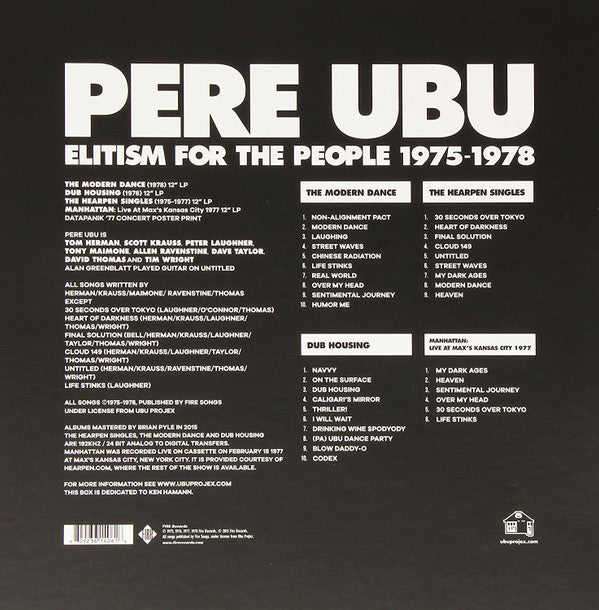 Pere Ubu : Elitism For The People 1975-1978 (Box, Comp, Ltd + LP, Album + LP, Album + 12", Comp)