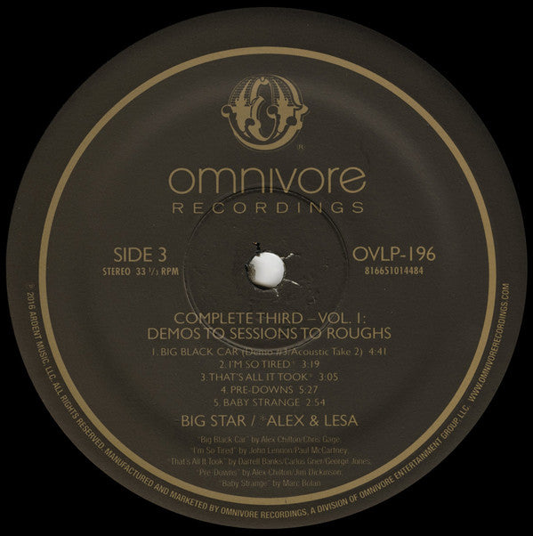 Big Star : Complete Third (Vol. 1: Demos To Sessions To Roughs) (2xLP, RSD)