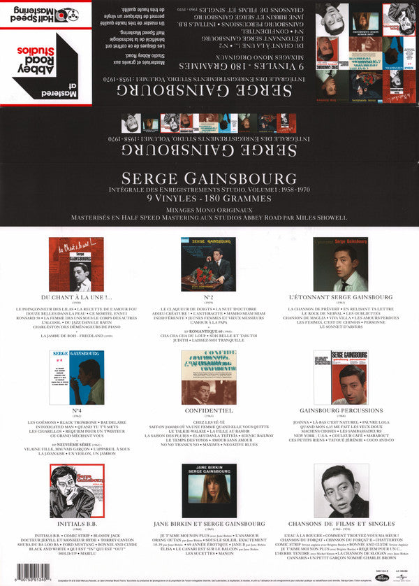 Serge Gainsbourg : Intégrale Des Enregistrements Studio, Volume 1 : 1958-1970 (Box, Comp, Mono, Ltd, RM + 9xLP, Album, Mono, Ltd,)