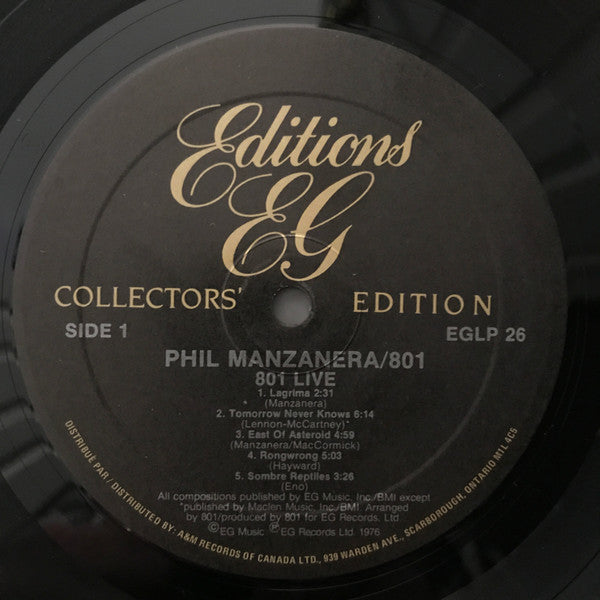 Phil Manzanera / 801 : 801 Live (LP, Album, RE)