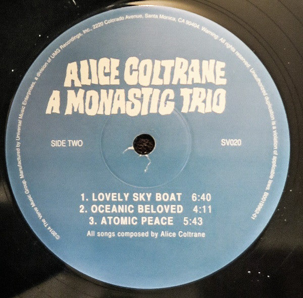 Alice Coltrane : A Monastic Trio (LP, Album, RE, Gat)