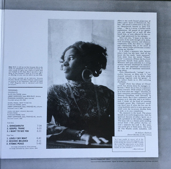 Alice Coltrane : A Monastic Trio (LP, Album, RE, Gat)
