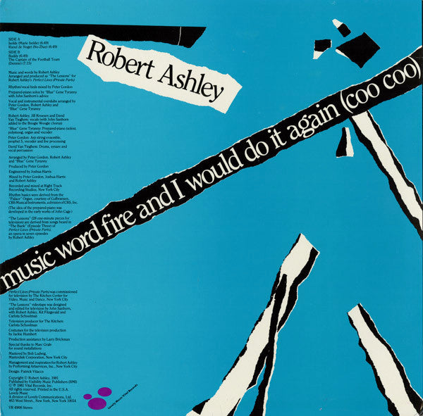 Robert Ashley : Perfect Lives (Private Parts): Music Word Fire And I Would Do It Again (Coo Coo) (LP, Album)