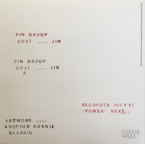 The Pin Group : Coat (7", RSD, Single, Ltd, RE, Gre)