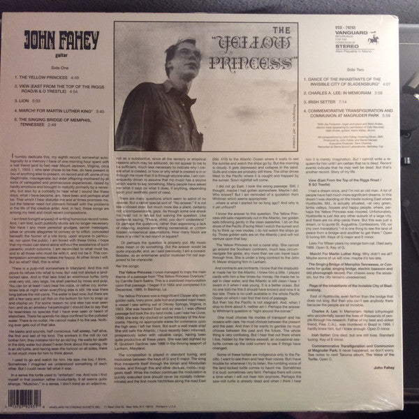 John Fahey : The Yellow Princess (LP, Album, Ltd, RE)