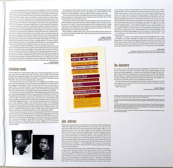 Thelonious Monk Quartet* With John Coltrane : At Carnegie Hall (2xLP, Album, Mono, RE, 60t)