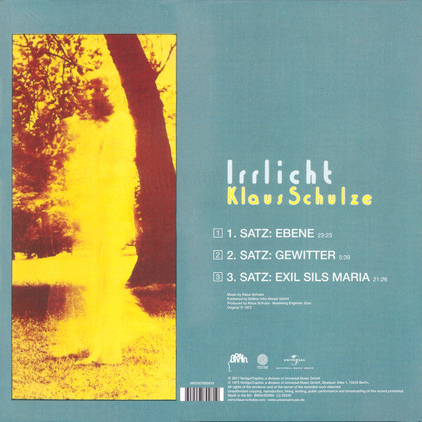 Klaus Schulze : Irrlicht (LP, Album, RE, RM, 180)