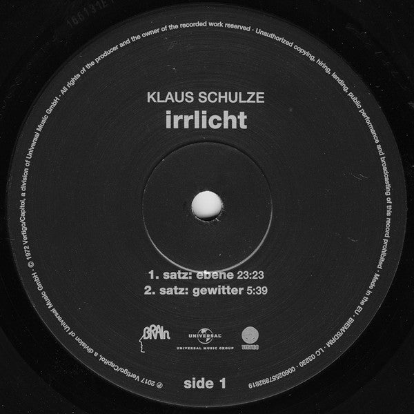 Klaus Schulze : Irrlicht (LP, Album, RE, RM, 180)