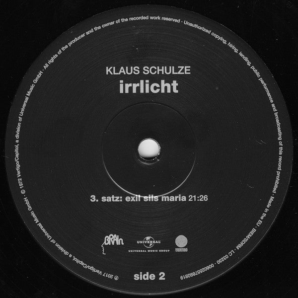 Klaus Schulze : Irrlicht (LP, Album, RE, RM, 180)