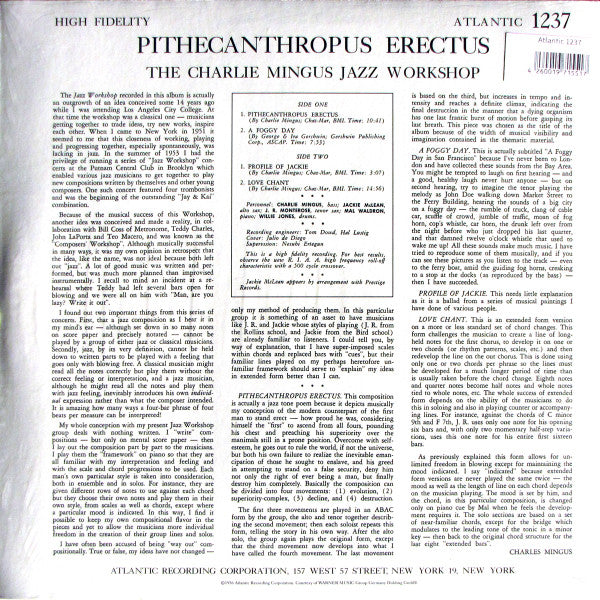 The Charlie Mingus Jazz Workshop* : Pithecanthropus Erectus (LP, Album, Mono, RE, RM, 180)