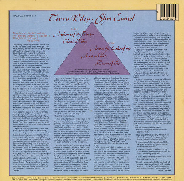Terry Riley : Shri Camel (LP, Album)