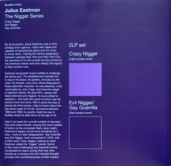 Julius Eastman : The Nigger Series (2xLP, Album, Ltd, Pur)