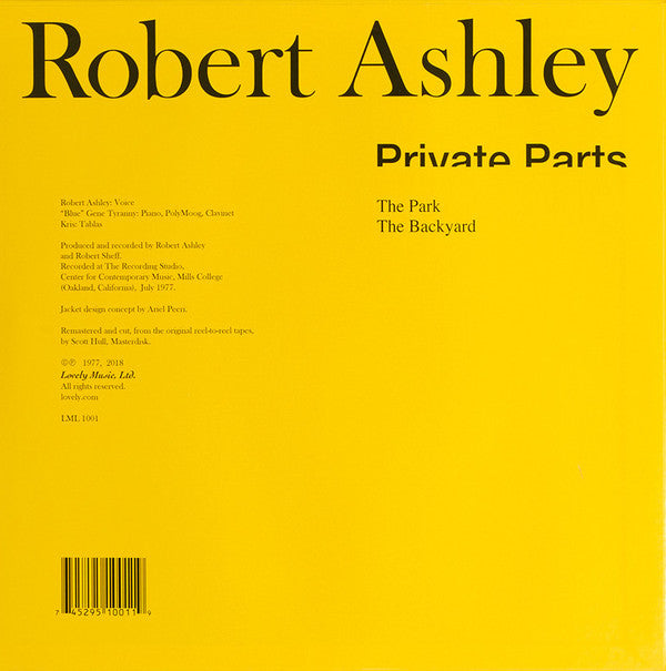 Robert Ashley : Private Parts (LP, Album, RE, RM, 180)