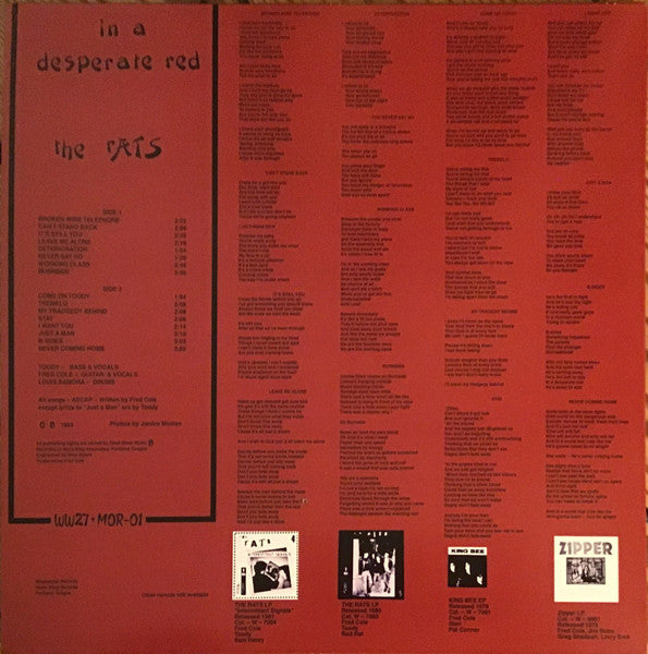 The Rats (5) : In A Desperate Red (LP, Album, RE, RM)