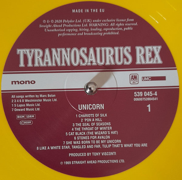 Tyrannosaurus Rex : Unicorn (LP, Album, RSD, Mono, RE, Yel)