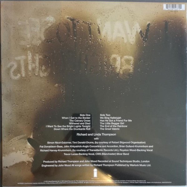 Richard And Linda Thompson* : I Want To See The Bright Lights Tonight (LP, Album, RE, 180)