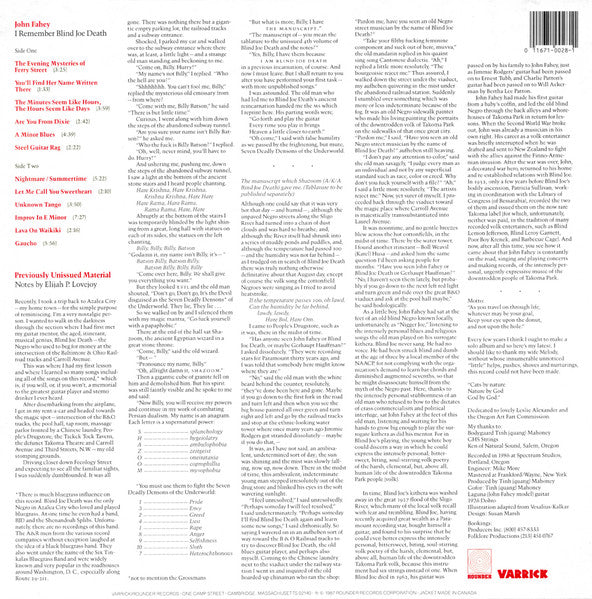 John Fahey : I Remember Blind Joe Death (LP, Album)