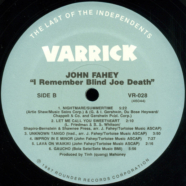 John Fahey : I Remember Blind Joe Death (LP, Album)