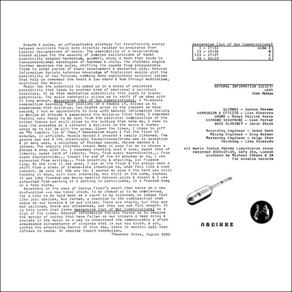 Natural Information Society* with Evan Parker : Descension (Out Of Our Constrictions) (2xLP, Album)