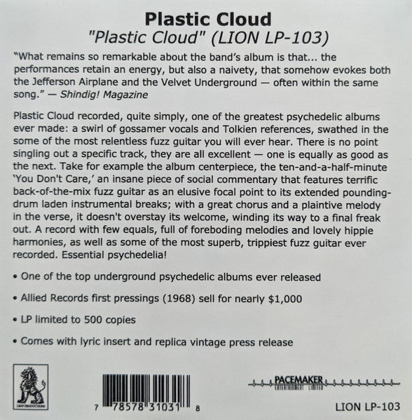The Plastic Cloud : The Plastic Cloud (LP, Album, Ltd, RE)