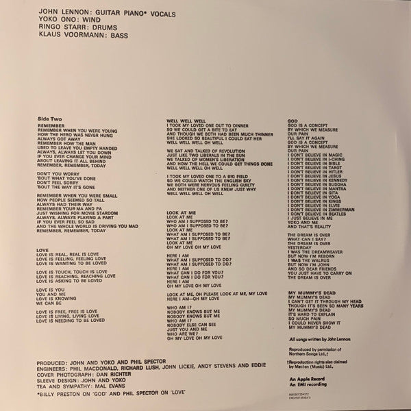 John Lennon / Plastic Ono Band* : John Lennon / Plastic Ono Band (LP, Album, RE + LP)