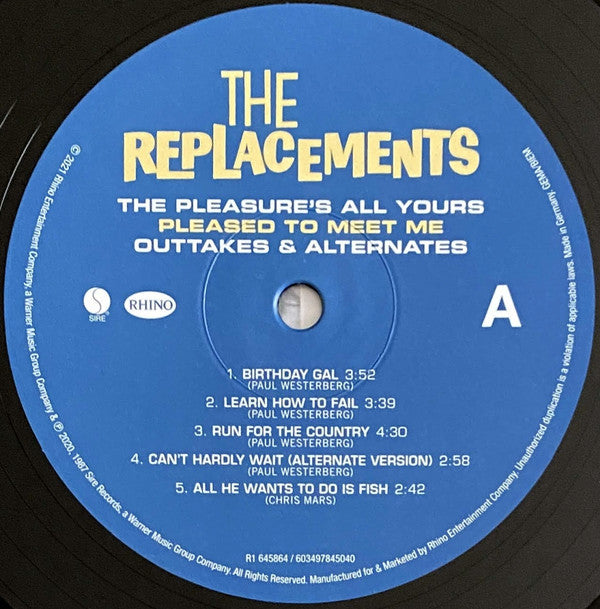 The Replacements : The Pleasure's All Yours: Pleased To Meet Me Outtakes & Alternates (LP, RSD, Comp, Ltd, RE)