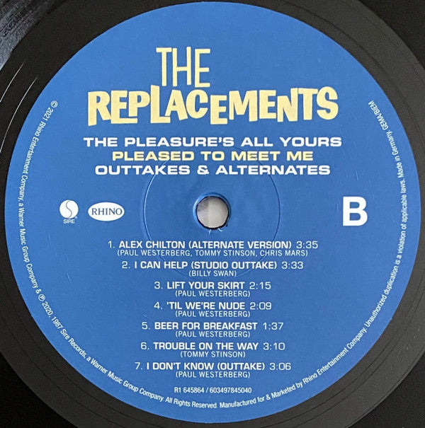 The Replacements : The Pleasure's All Yours: Pleased To Meet Me Outtakes & Alternates (LP, RSD, Comp, Ltd, RE)