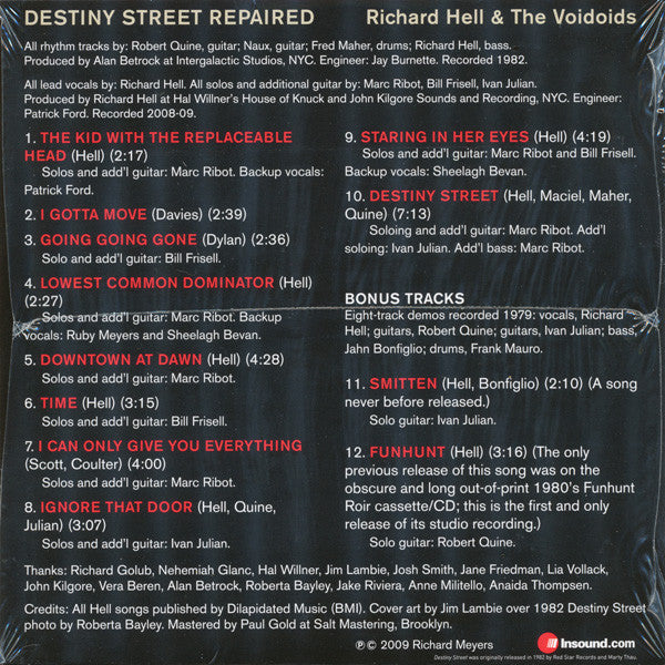 Richard Hell & The Voidoids : Destiny Street Repaired (LP, Album + CD, Album + Dlx, Ltd, Num)