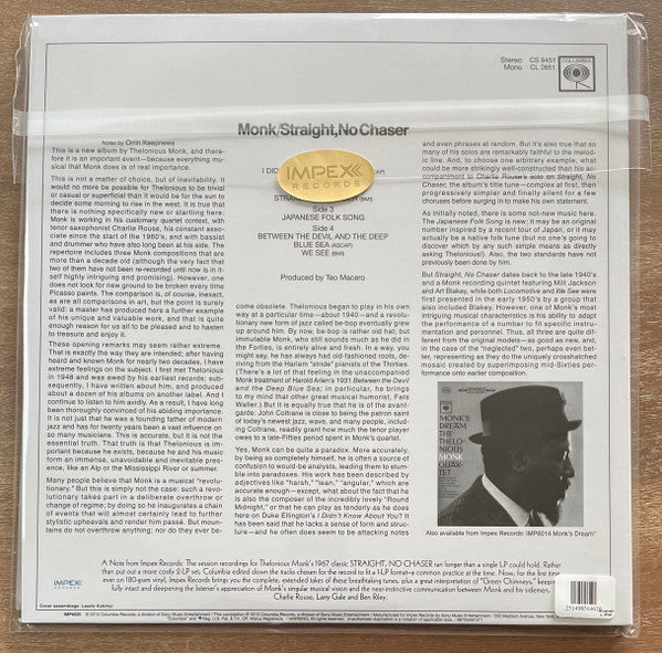 Thelonious Monk : Straight, No Chaser (2xLP, Album, Ltd, RE)