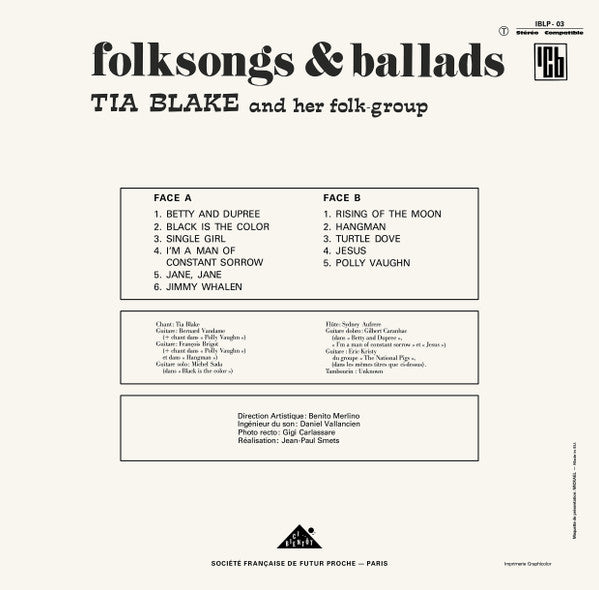 Tia Blake And Her Folk-Group : Folksongs & Ballads (LP, Dlx, RE, RM)