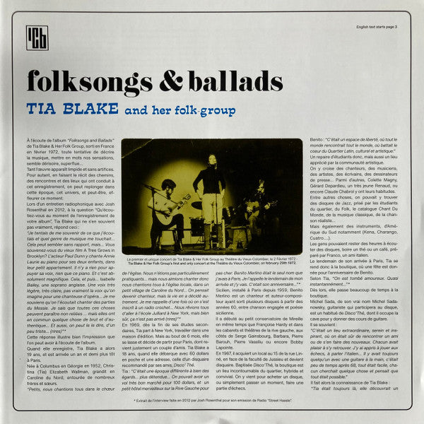 Tia Blake And Her Folk-Group : Folksongs & Ballads (LP, Dlx, RE, RM)