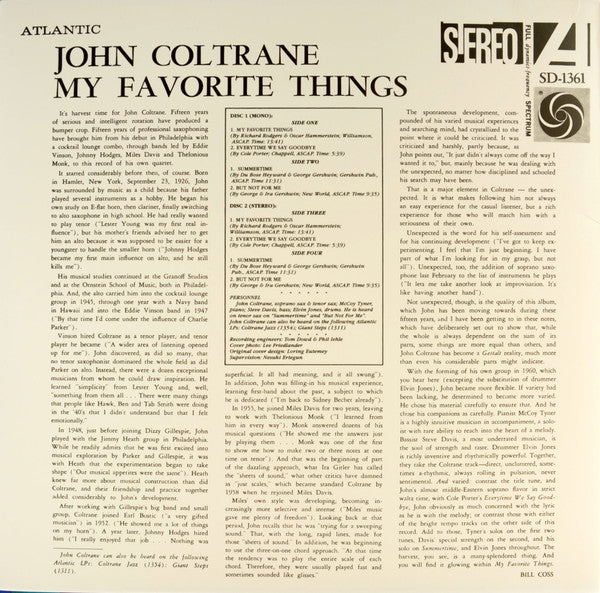 John Coltrane : My Favorite Things (LP, Album, Mono, RE, RM, 180 + LP, Album, RE, RM, )