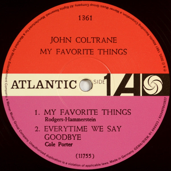 John Coltrane : My Favorite Things (LP, Album, Mono, RE, RM, 180 + LP, Album, RE, RM, )