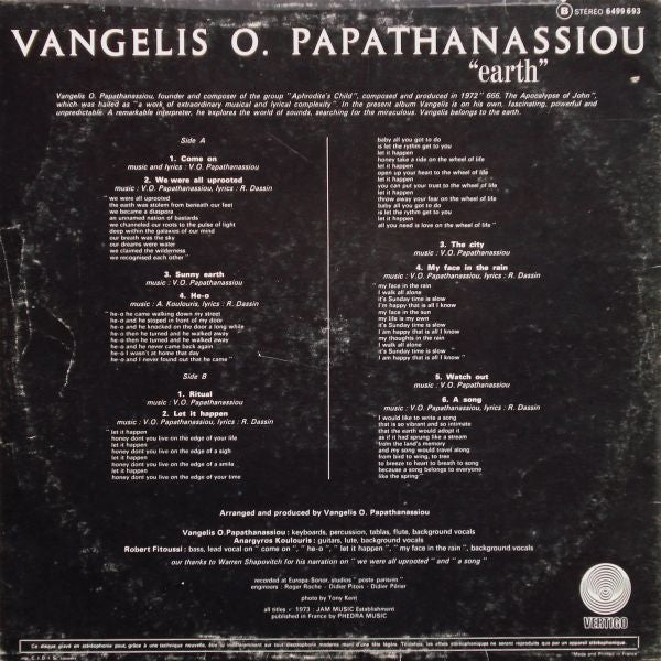 Vangelis O. Papathanassiou* : Earth (LP, Album)