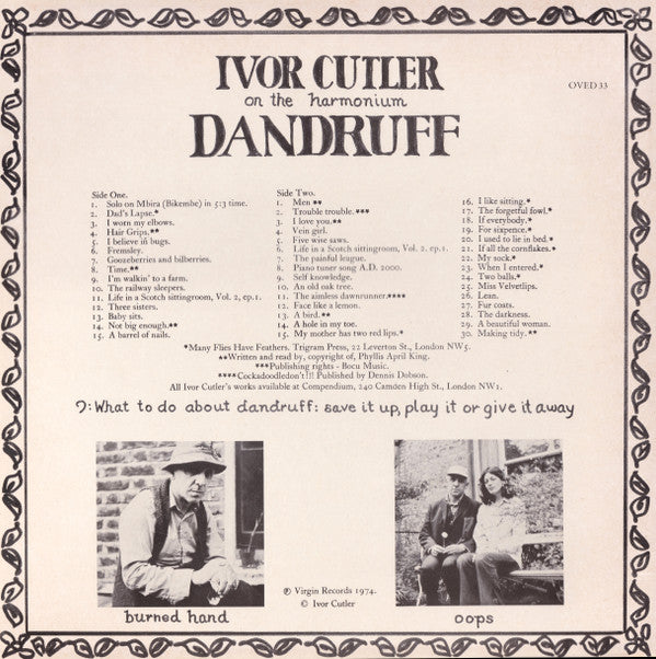 Ivor Cutler : Dandruff (LP, Album, RE)