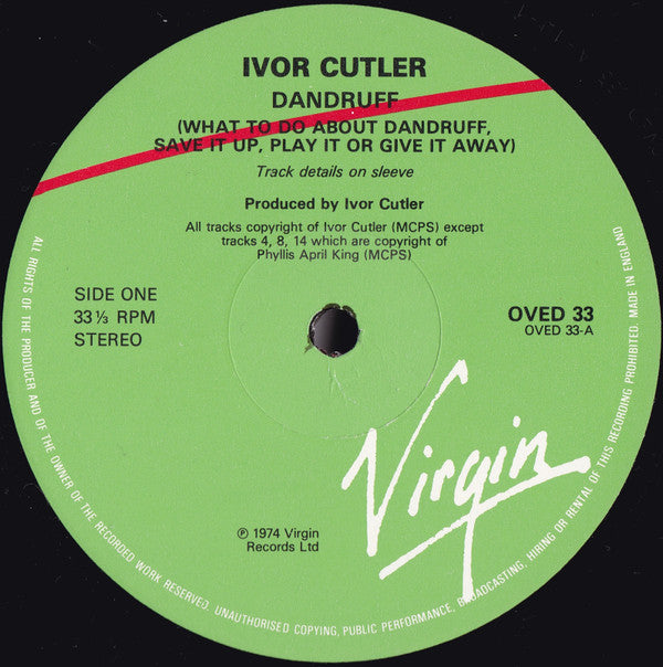 Ivor Cutler : Dandruff (LP, Album, RE)