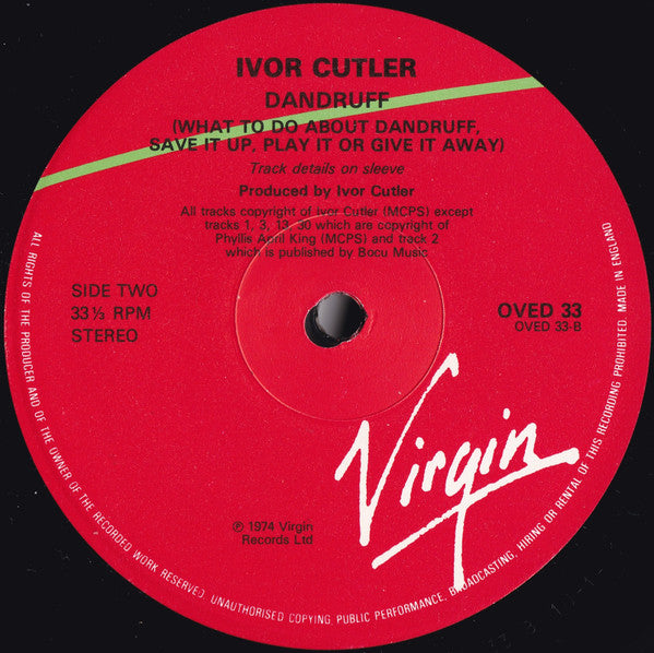 Ivor Cutler : Dandruff (LP, Album, RE)