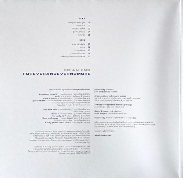 Brian Eno : Foreverandevernomore (LP, Album, 180)