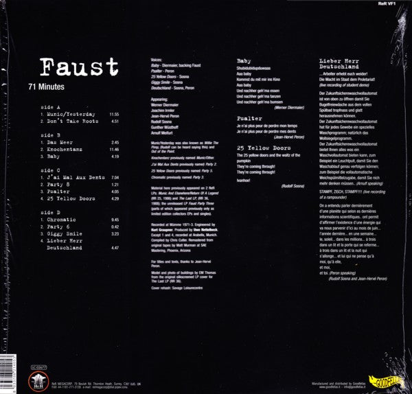 Faust : 71 Minutes (2xLP, Comp, Ltd, RE, 180)
