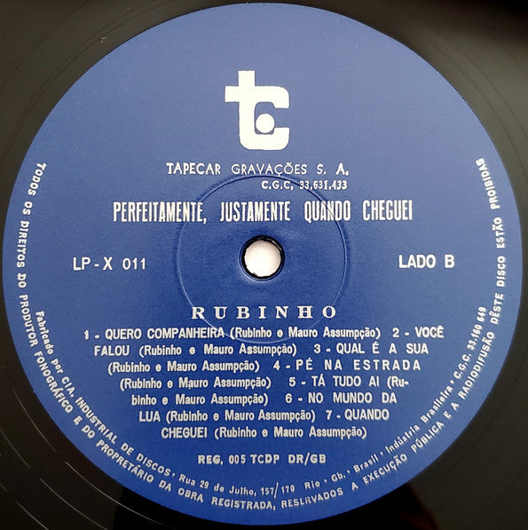 Rubinho E Mauro Assumpção : Perfeitamente, Justamente Quando Cheguei (LP, Album, RE)