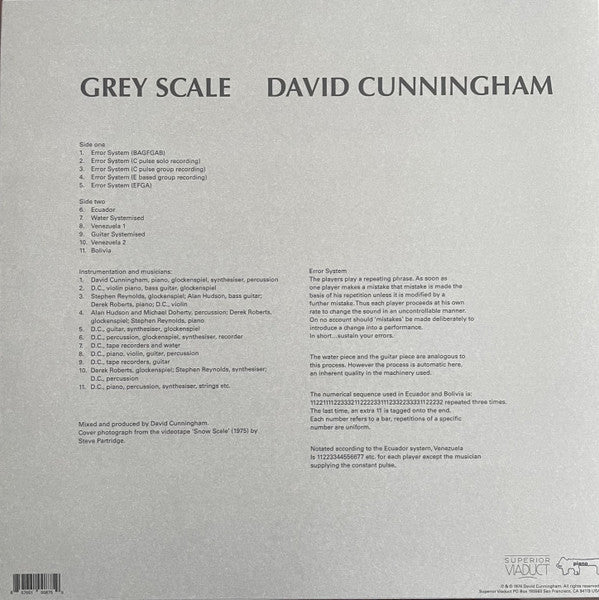 David Cunningham : Grey Scale (LP, Album, RE)