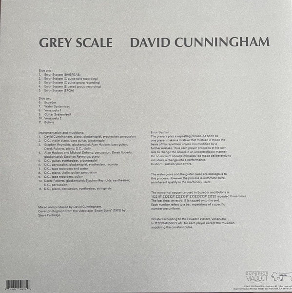 David Cunningham : Grey Scale (LP, Album, RE)