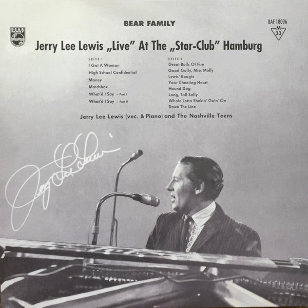 Jerry Lee Lewis : "Live" At The "Star-Club" Hamburg (LP, Album, RE, RM, 180)