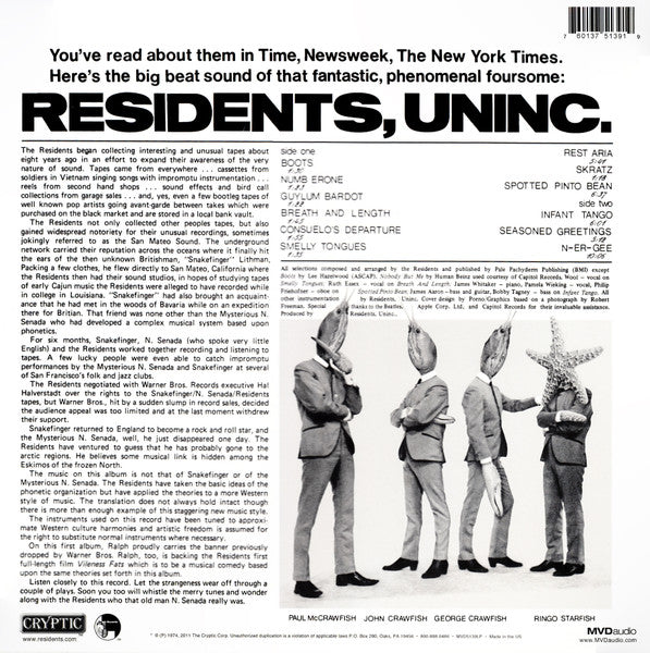 The Residents : Meet The Residents (LP, Album, Mono, RE)